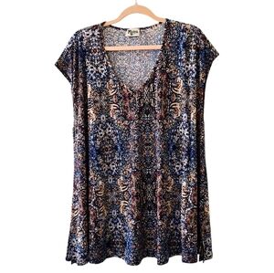 Show Me Your Mumu Stretchy V Neck Tunic Mini Dress Boho Western Gypsy Small